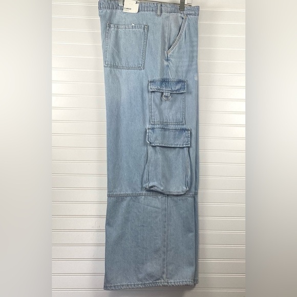 Forever 21 NWT cargo Pants 5 pockets Wide Legs Baggy Jeans Size 31 - Picture 8 of 11